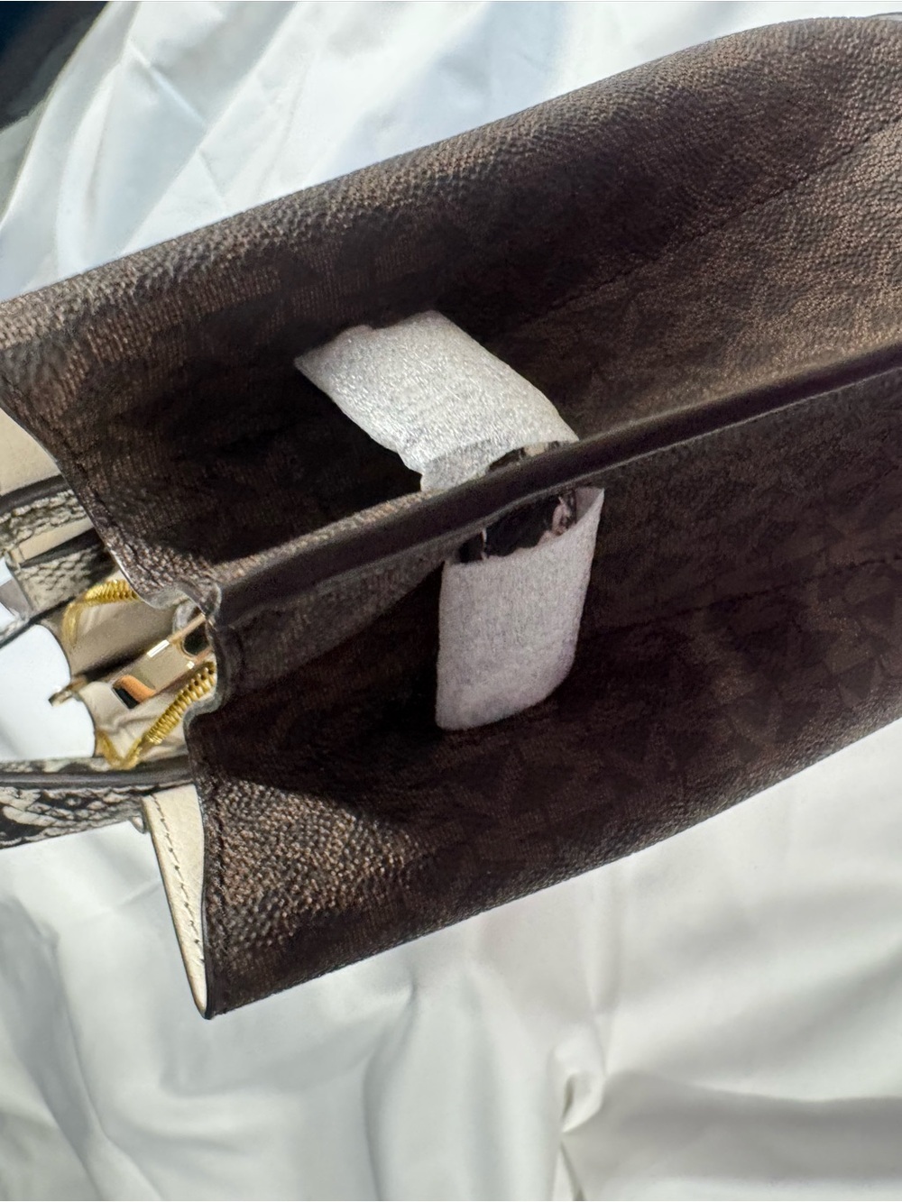 Michael Kors Emilia Large Satchel – New w/ Tags – Brown Signature / Snake Print - Picture 8 of 10